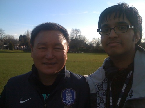 Aashish Gadhvi with head coach Huh Jung-moo