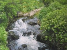 Embroidery: Woodland river