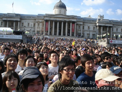 The crowd in Trafalgar Square
