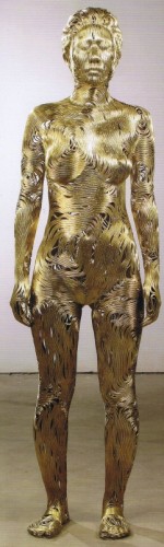 Park Seungmo: Kim Mi-na. (Bronze wire & fiberglass, 167 x 48 x 54 cm)