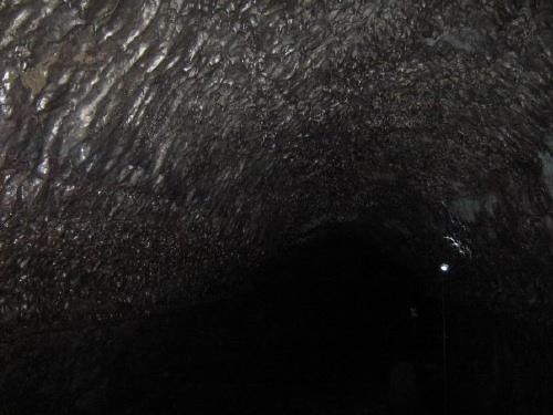 Manjang Cave. It was 25 degrees and humid today on Jeju, but it felt very cold as soon as I descended the steps to this spooky tunnel formed by lava when the now dormant Mount Hall erupted. As you walk a kilometre in near darkness, it opens up to cathedral heights and then closes in again...