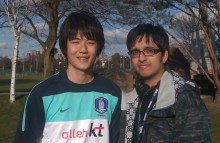 Aashish Gadhvi with Celtic's Ki Sung-yong