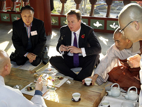 David Cameron's tea ceremony in Bongeunsa, Seoul