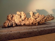 Naturally-occurring volcanic statues or "lava bombs" on display at Jeju Stone Park.