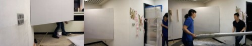 Soon-hak Kwon's work being installed at Hanmi Gallery