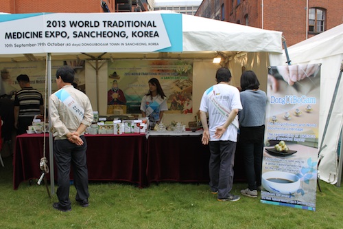 The Sancheong stall gets ready for business