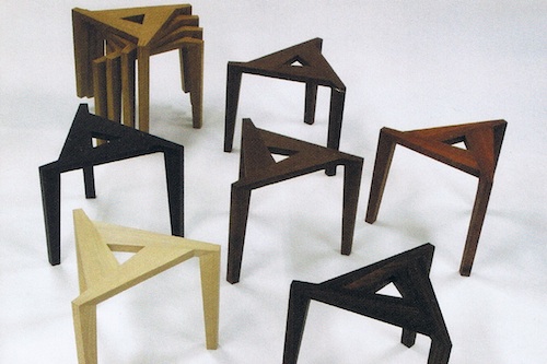 Jung Myung-taek's stackable stools in solid wood