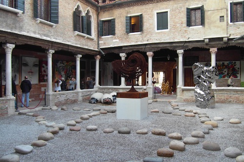 The quiet cloisters of the Abazzia di San Gregorio, with some of the quieter works