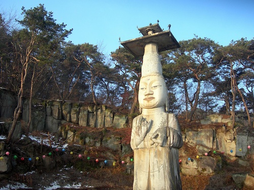 The Eunjin Mireuk statue in Gwanchoksa temple The Eunjin Mireuk statue in Gwanchoksa temple