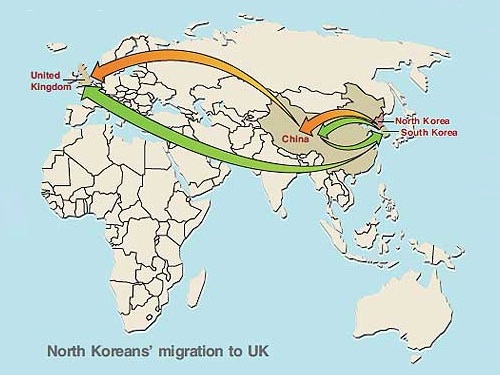 North Korean migration map