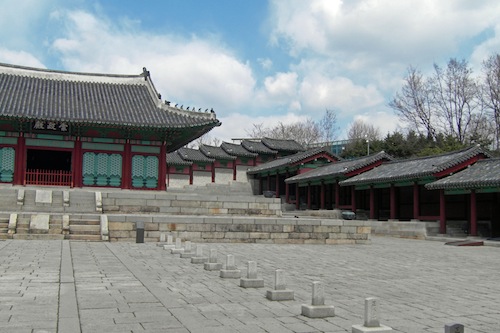 Part of the restored Gyeonghui Palace, built on the side of a hill Part of the restored Gyeonghui Palace, built on the side of a hill