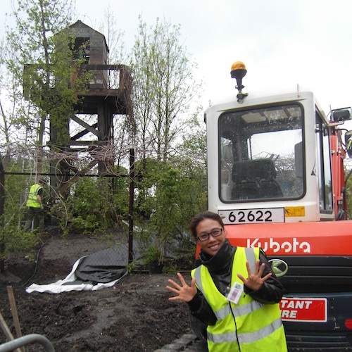 Hwang Jihae in front of the DMZ watch-tower at Chelsea Hwang Jihae in front of the DMZ watch-tower at Chelsea