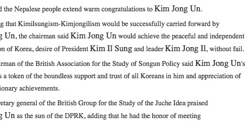 A screenshot of a representative page from the KCNA.dp website, showing the different font sizes A screenshot of a representative page from the KCNA.dp website, showing the different font sizes