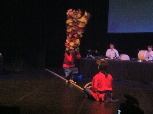 Be Being rehearse the tightrope walk at the Queen Elizabeth Hall