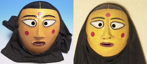 Two masks worn by Pijori in a Namsadang performance