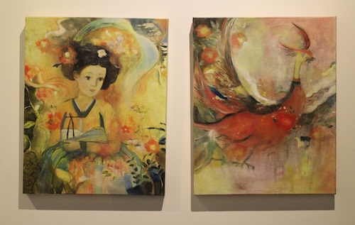Two works by Eunjung Feleppa including (left) The Ghosts of the Flower (2012)