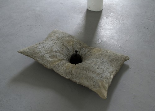 HeeseungChoi: A remain from the calling (2012) wool and concrete, 48x72x15cm