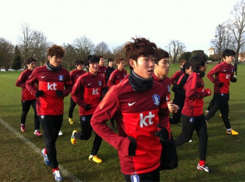 The Red Devils training in Bisham earlier today