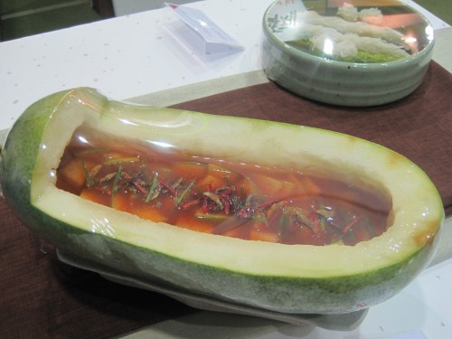 A squash kimchi at the temple food stall