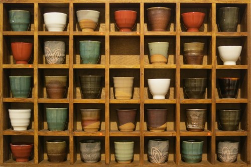 Beakers by both artists