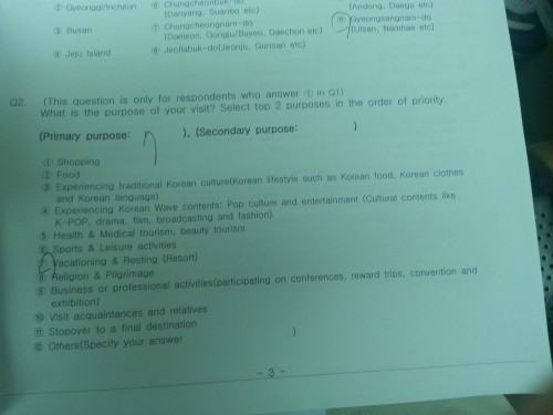 The Seoul Tourism questionnaire