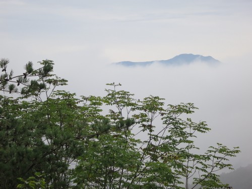 The peak of Hwangmaesan emerges from the cloud