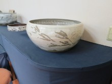One of Min Young-ki's finished large buncheong bowls