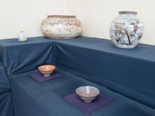 Min Young-ki's new. larger. works alongside some of his famous tea bowls