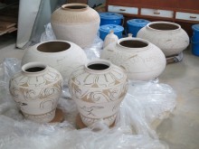 Some work in progress in Min Young-ki's studio