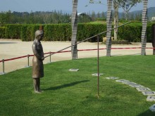 Statues provide additional visual interest near the Rose Garden