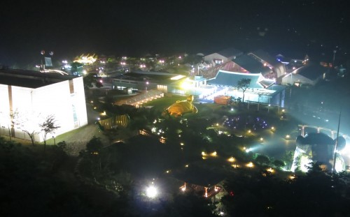 A night-time view of the Expo precincts