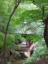 The Chinese-style pavilion in the Seokpageong's natural wooded gardens