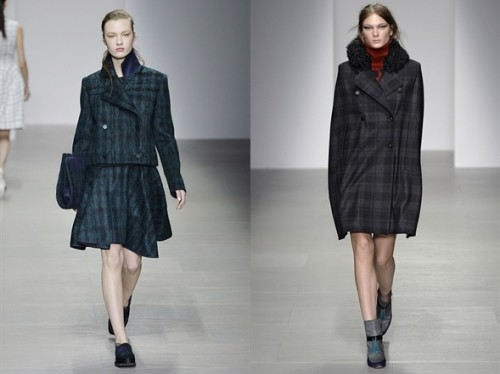 Plaid from the AW14 collections of J. JS Lee (left) and Eudon Choi