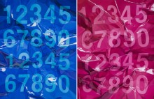 Woongjoo Seo, crumpled numbers, 112x291cm, oil on canvas, 2011