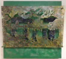 Daehyun Chang, Trace II, 41x41cm Mixed Media (Oil, Ceramic, polystrene, and wood) on Canvas 2013
