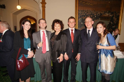 Sylvia Park (centre) with BKS members at the famous Four Ambassadors evening in the Houses of Parliament