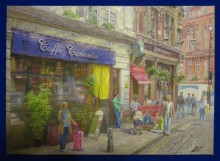 Kim Hun: London Street Scene (2014). Oil painting at the DPRK Embassy, London