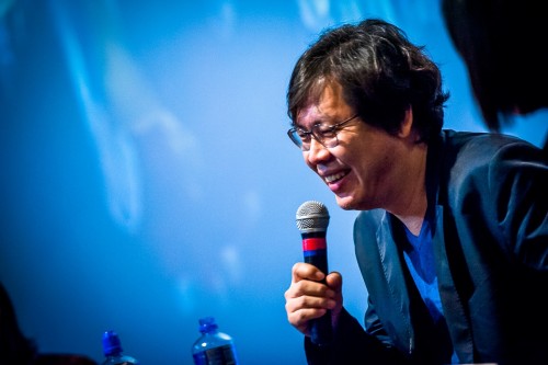 Park Chan-kyong answering questions at the Odeon Covent Garden on 10 November 2014