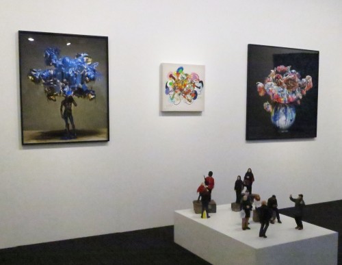 Work by Kim Ha-young between two by Park Hyojin; and in foreground, work by Lah Sun. At Skiptwiths