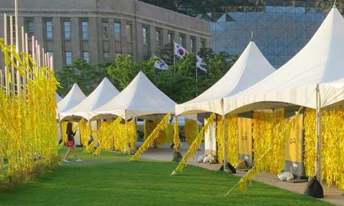 Sewol ribbons in Seoul Plaza