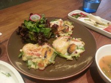 Lunch at 개미: seafood pajeon with cheese