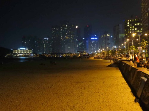 Haeundae beach as the moon sets