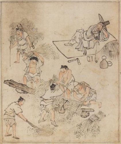 김홍도 (단원) Kim Hong-do (Danwǒn) (1745 – ca.1806): Threshing 
