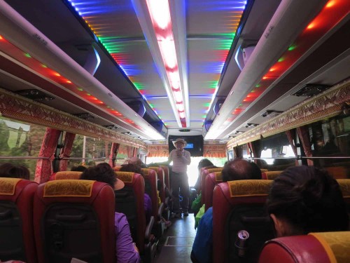 Inside our tour bus