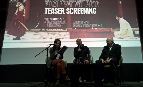 Lee Joon-ik with Tony Rayns and interpreter Rho Seh-hyun