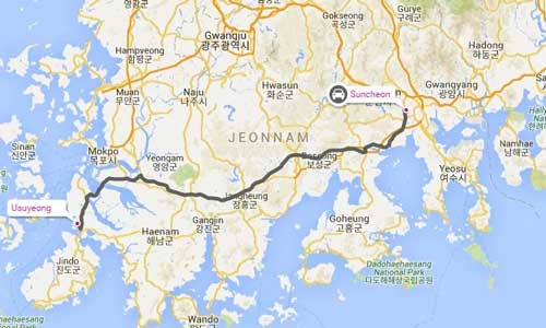 Driving towards Jindo