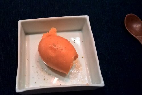 Carrot sorbet with sancho pepper