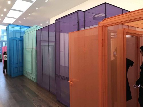 Suh Do-ho: My Home/s – Hubs (2016). Polyester fabric on stainless steel pipes, Dimensions variable. At Victoria Miro Gallery, 17 March 2017