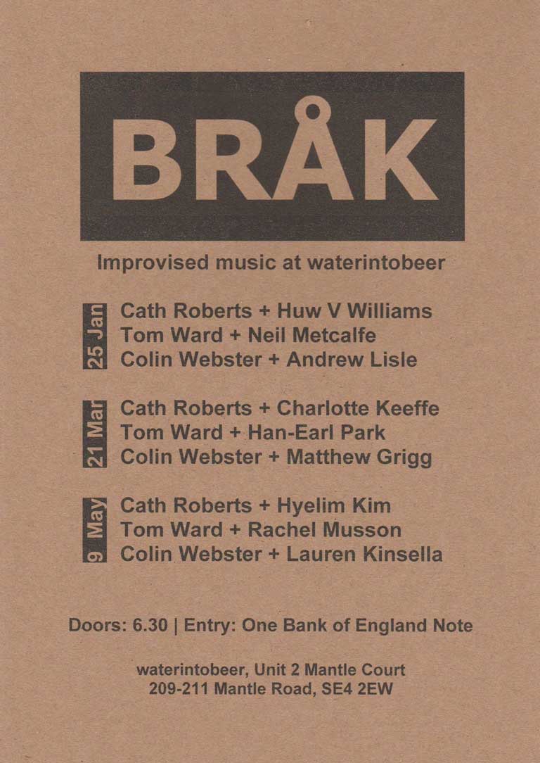 BRÅK improv schedule