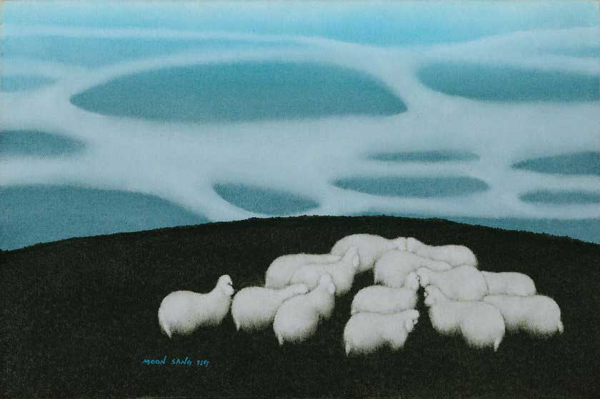 Sheep painting by Sangjig Moon